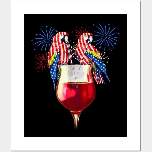 Red White Blue Wine Glasses Firework 4th Of July Wall Art by Kaileymahoney